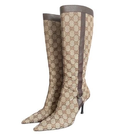 gucci monogram boots original price|Gucci high heel boots.